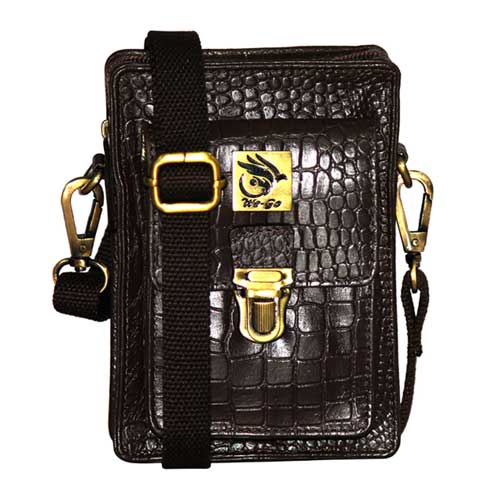 Genuine Leather , Croco Print Travel Pouch Bag , Can Buckle Up To Your Belt , Removable Shoulder Strap , Ideal For Travellers And Motor Bikers