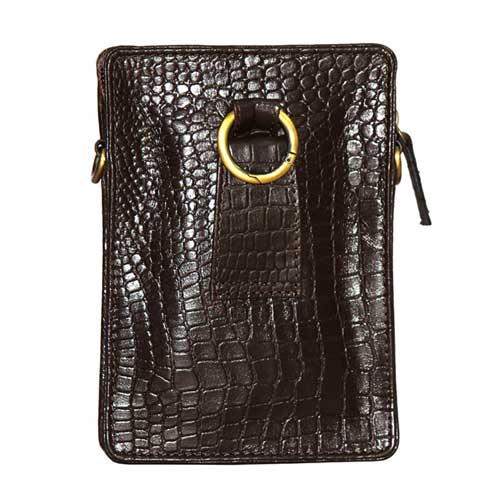 Genuine Leather , Croco Print Travel Pouch Bag , Can Buckle Up To Your Belt , Removable Shoulder Strap , Ideal For Travellers And Motor Bikers