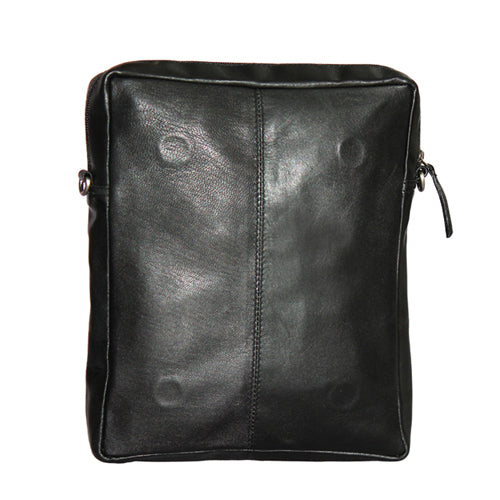 Genuine Leather Messenger Bag For Bikers With Mobile Display Pocket For GPS Navigation With Compartment For Power Bank Charger And Magnetic Back To Hold On The Bikes Petrol Tank