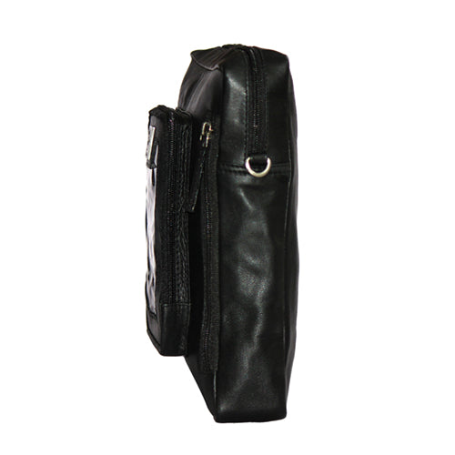 Genuine Leather Messenger Bag For Bikers With Mobile Display Pocket For GPS Navigation With Compartment For Power Bank Charger And Magnetic Back To Hold On The Bikes Petrol Tank