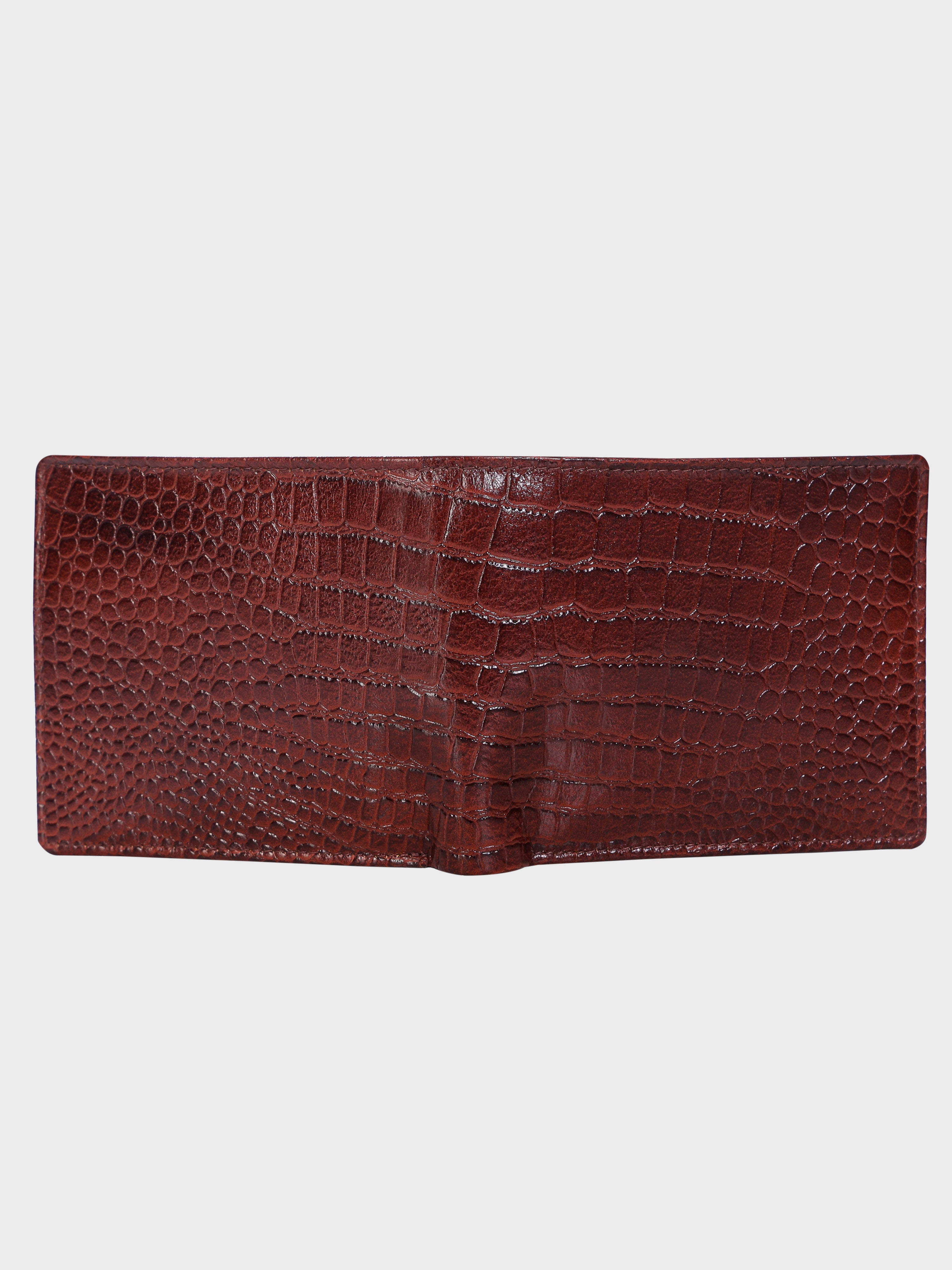 We-Go Genuine Leather Wallet for Men – Croco Print Bifold Slim Wallet - Brown