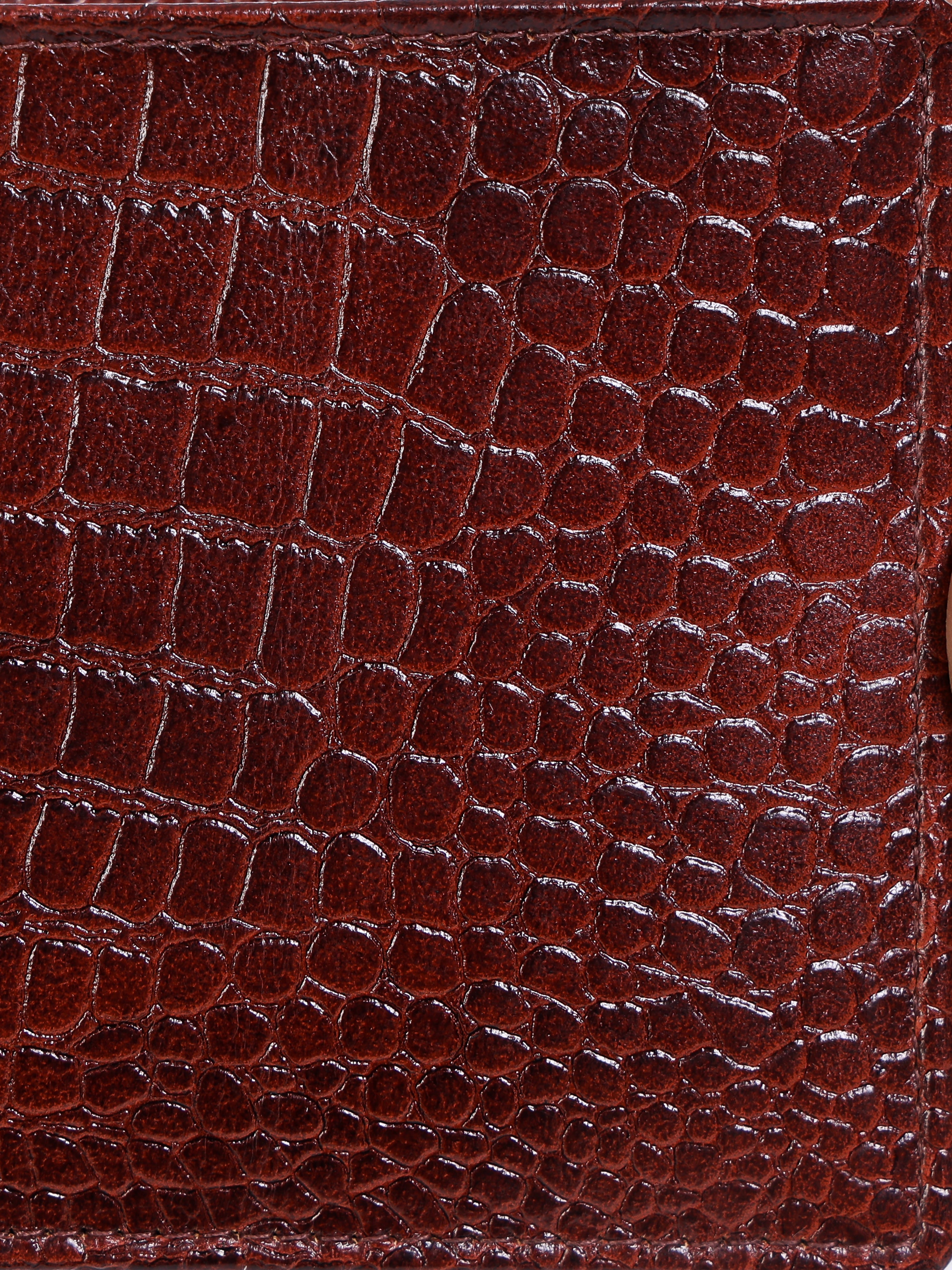 We-Go Genuine Leather Wallet for Men – Croco Print Bifold Slim Wallet - Brown