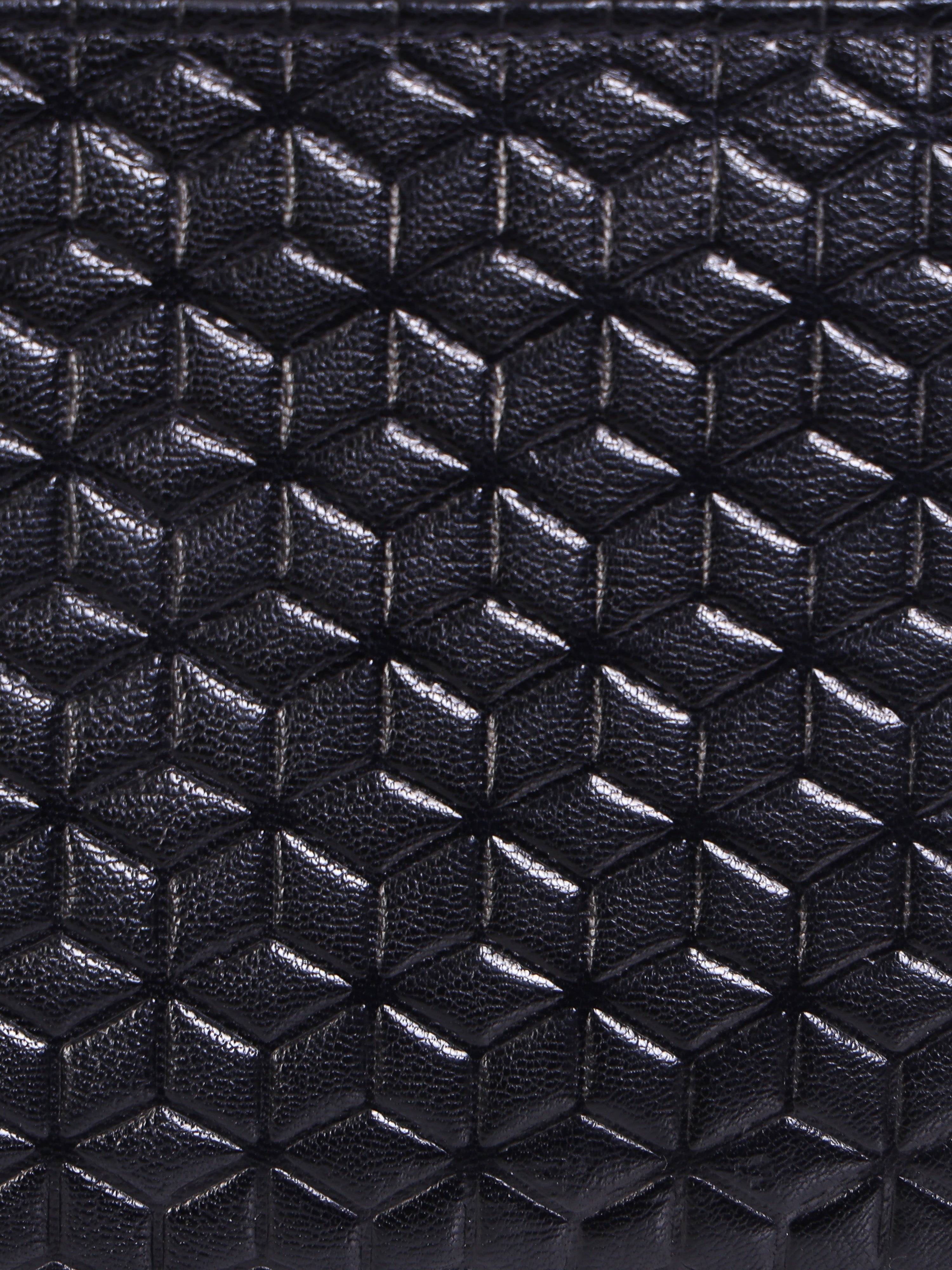 Genuine Leather - Hexagon Print Embossed - Men Leather Wallet