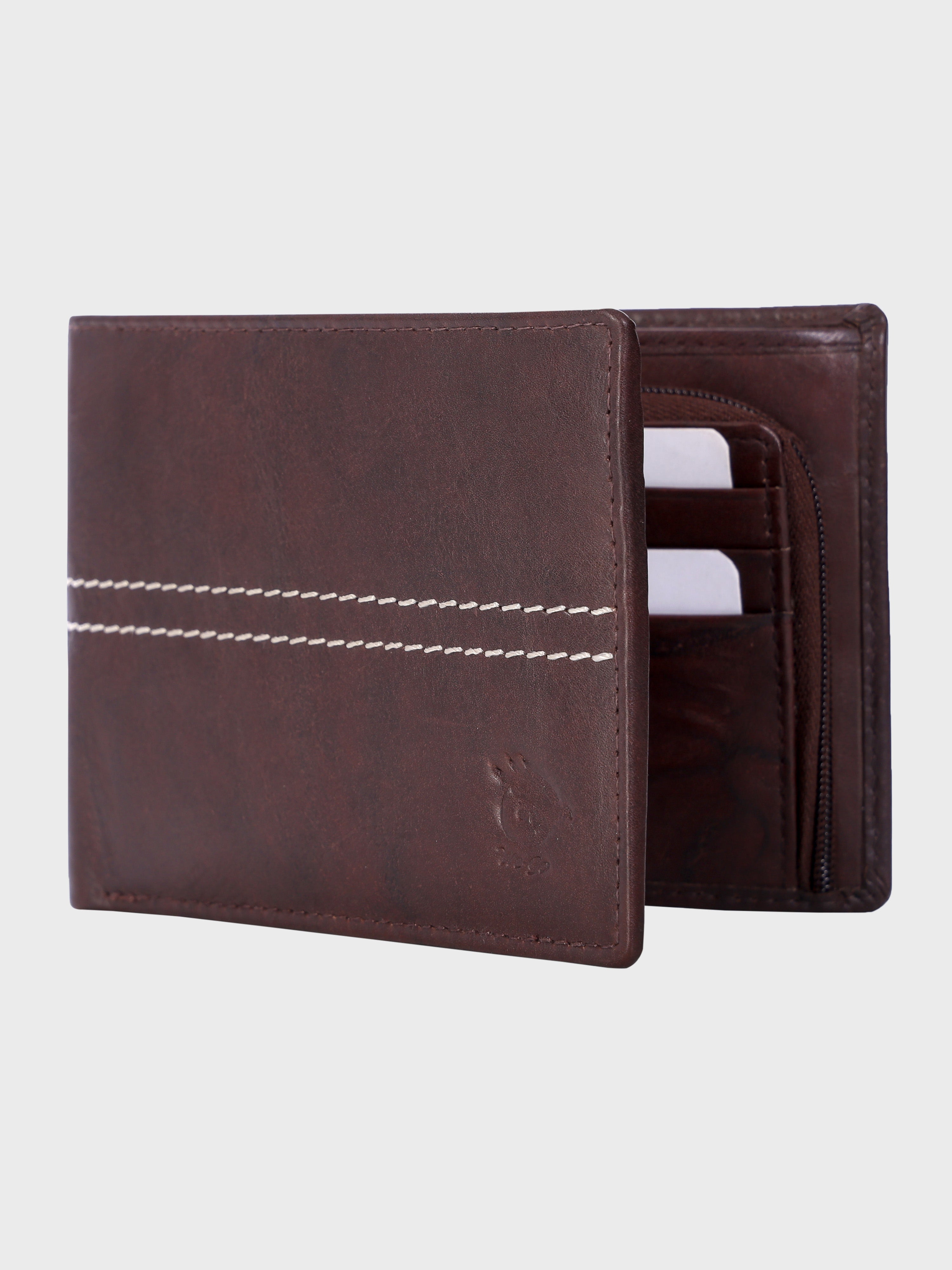 Genuine Leather , Centre Stitch Detail , Mens Leather Wallet