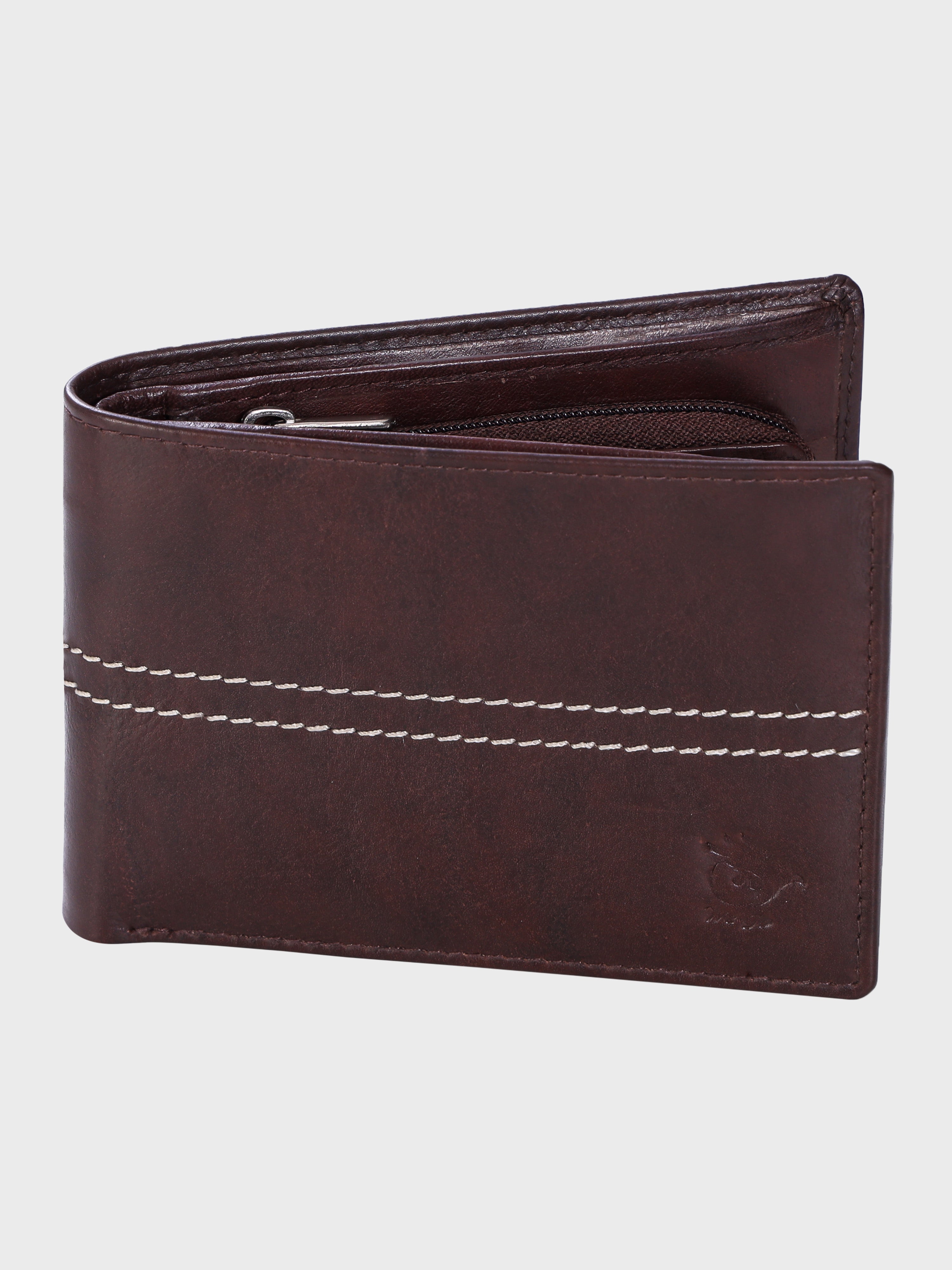 Genuine Leather , Centre Stitch Detail , Mens Leather Wallet