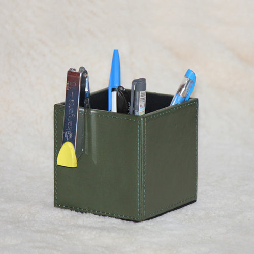 GENUINE LEATHER PEN STAND 4 " X 4 "