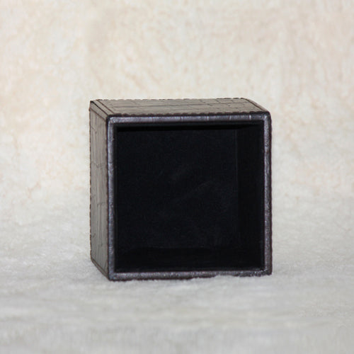 Genuine Leather Crocodile Print Embossed Pen Stand 4" x 4"