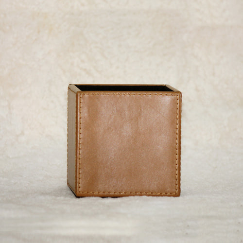 GENUINE LEATHER PEN STAND 4 " X 4 "