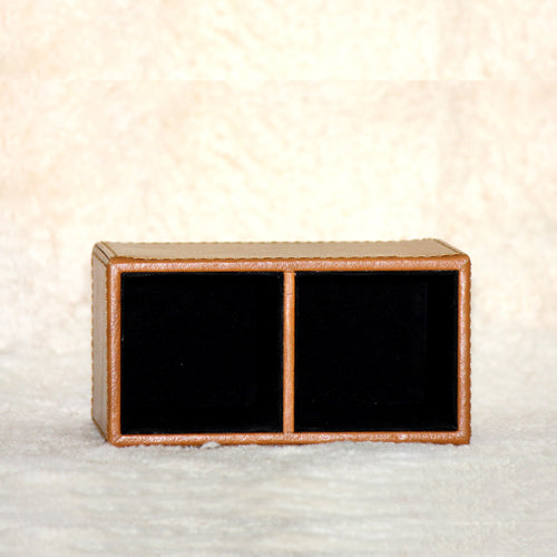 GENUINE LEATHER PEN STAND TWIN SLOTS 4 " HEIGHT X 6 " LENGTH