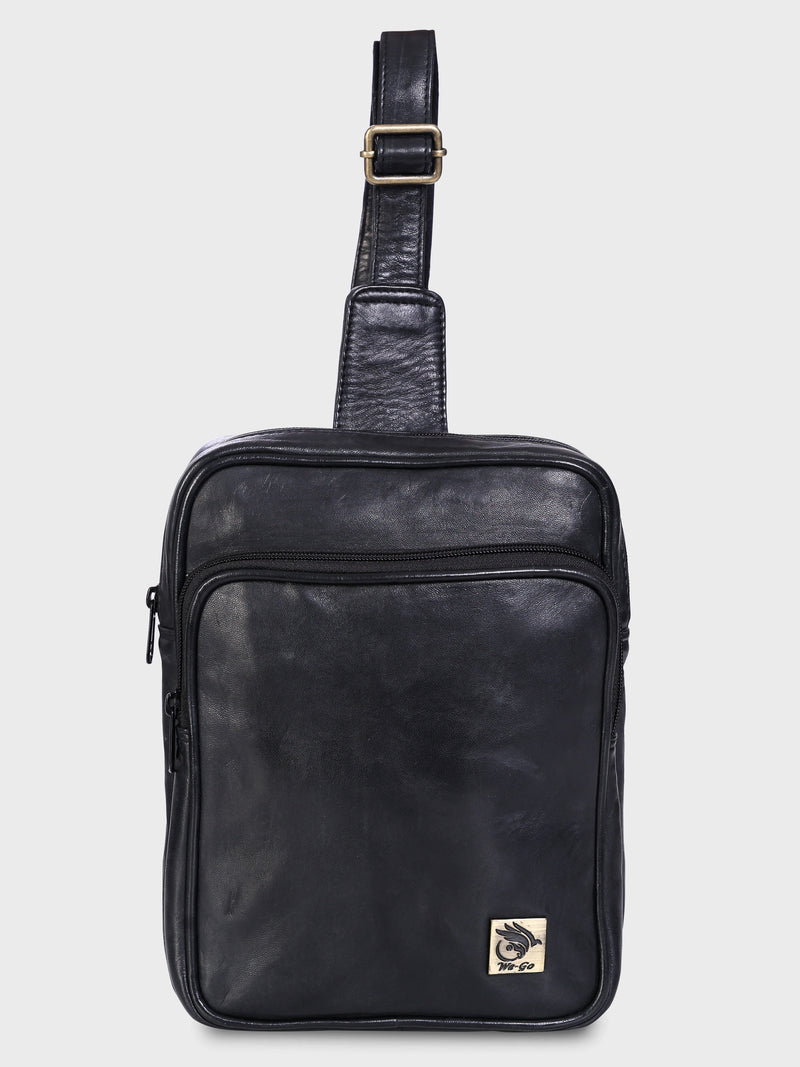 Unisex Genuine Leather ,Soft Luxurious Veg Tanned Two Toned - Travel Shoulder Strap Bag