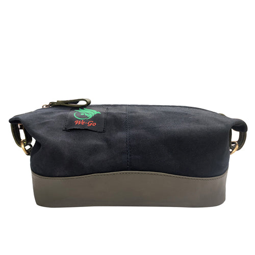 Genuine Leather And Waxed Canvas Pouch - Toilet Case