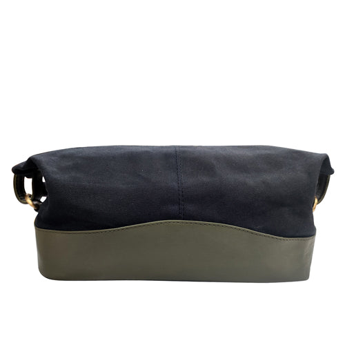 Genuine Leather And Waxed Canvas Pouch - Toilet Case