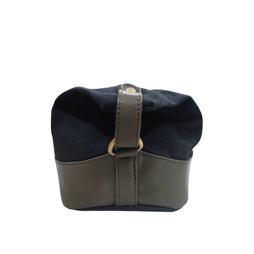Genuine Leather And Waxed Canvas Pouch - Toilet Case