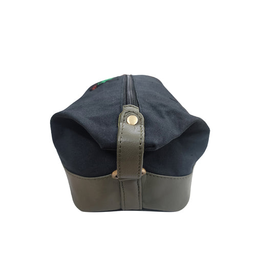 Genuine Leather And Waxed Canvas Pouch - Toilet Case