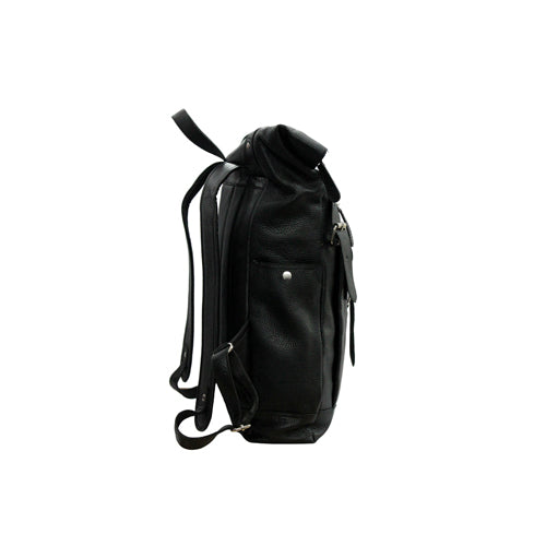 UNISEX GENUINE LEATHER ROLL-TOP BACKPACK WITH 14" LAPTOP COMPARTMENT