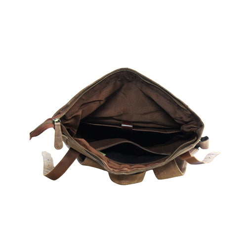 UNISEX GENUINE LEATHER ROLL-TOP BACKPACK WITH 14" LAPTOP COMPARTMENT
