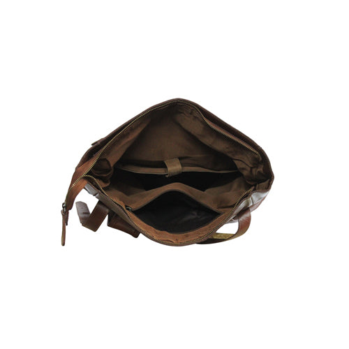 UNISEX GENUINE LEATHER ROLL-TOP BACKPACK WITH 14" LAPTOP COMPARTMENT