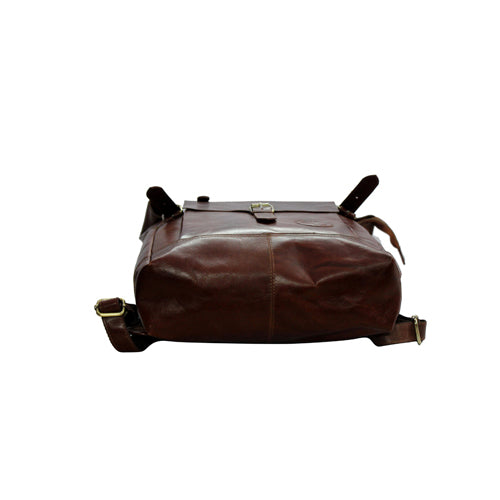 UNISEX GENUINE LEATHER ROLL-TOP BACKPACK WITH 14" LAPTOP COMPARTMENT
