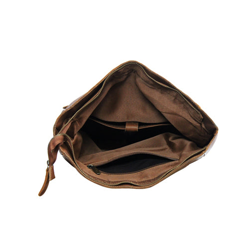 UNISEX GENUINE LEATHER ROLL-TOP BACKPACK WITH 14" LAPTOP COMPARTMENT