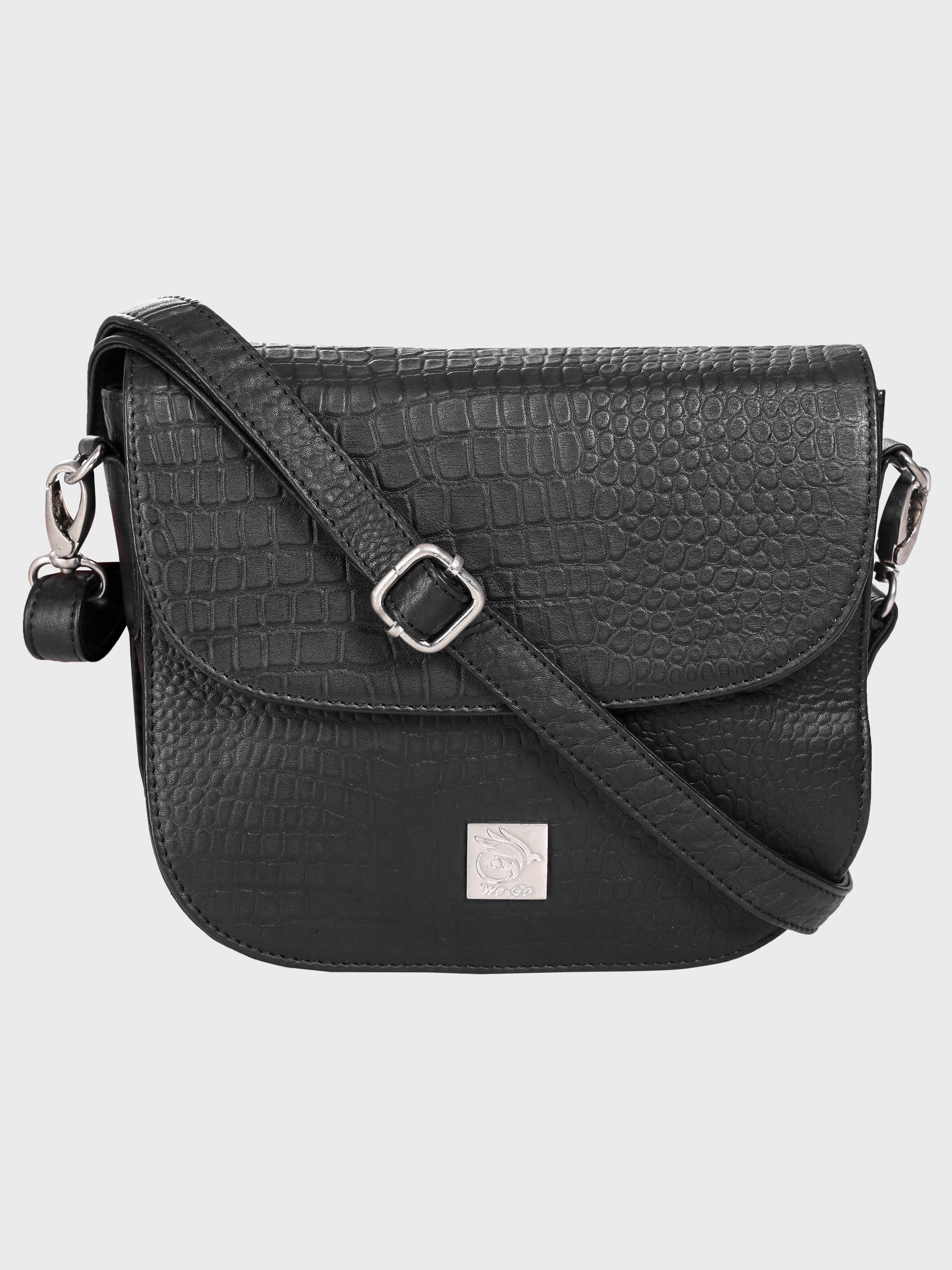Genuine Leather , Women Trendy Front Magnet Closure , Croco Embossed Leather Bag