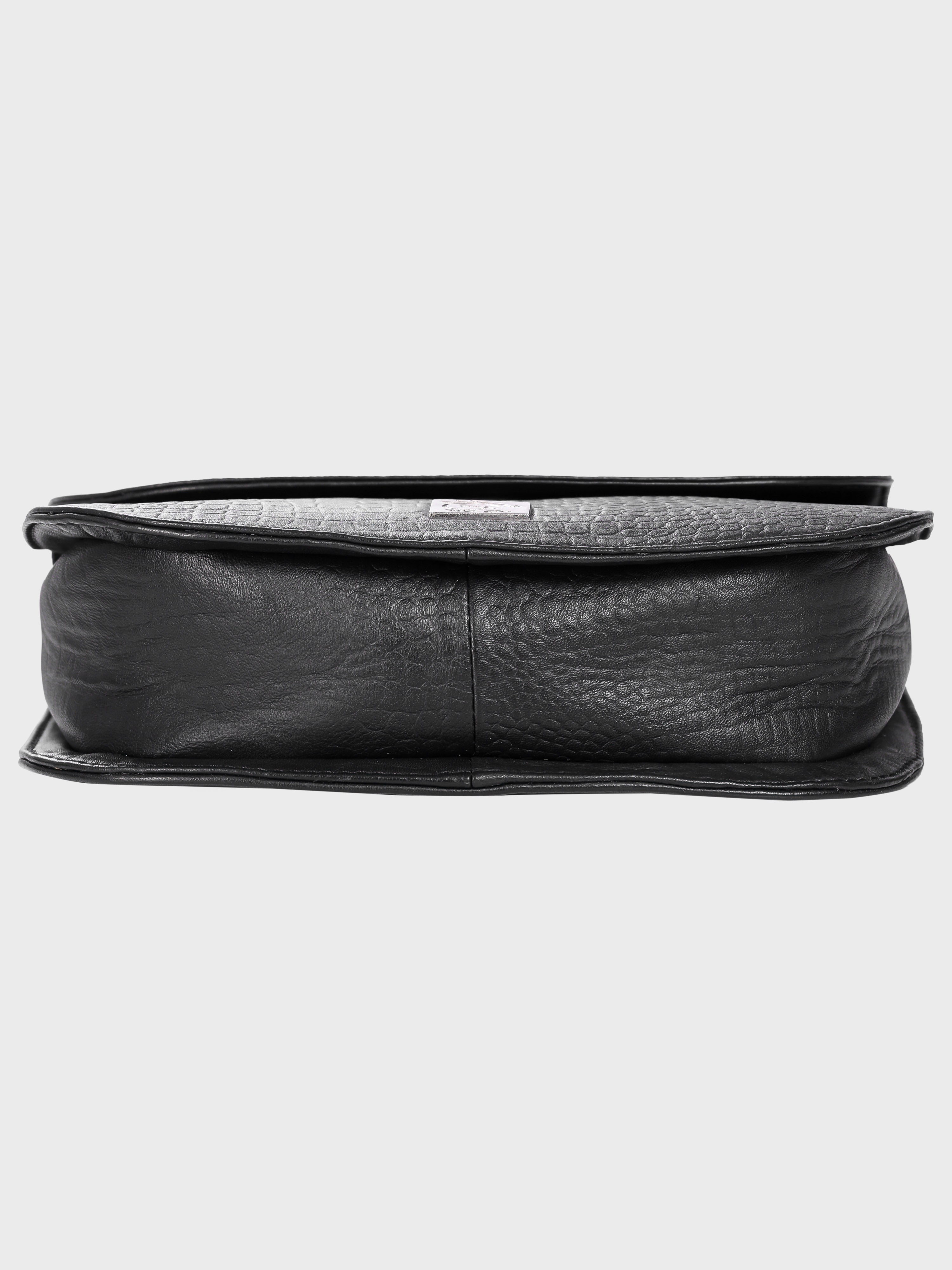 Genuine Leather , Women Trendy Front Magnet Closure , Croco Embossed Leather Bag