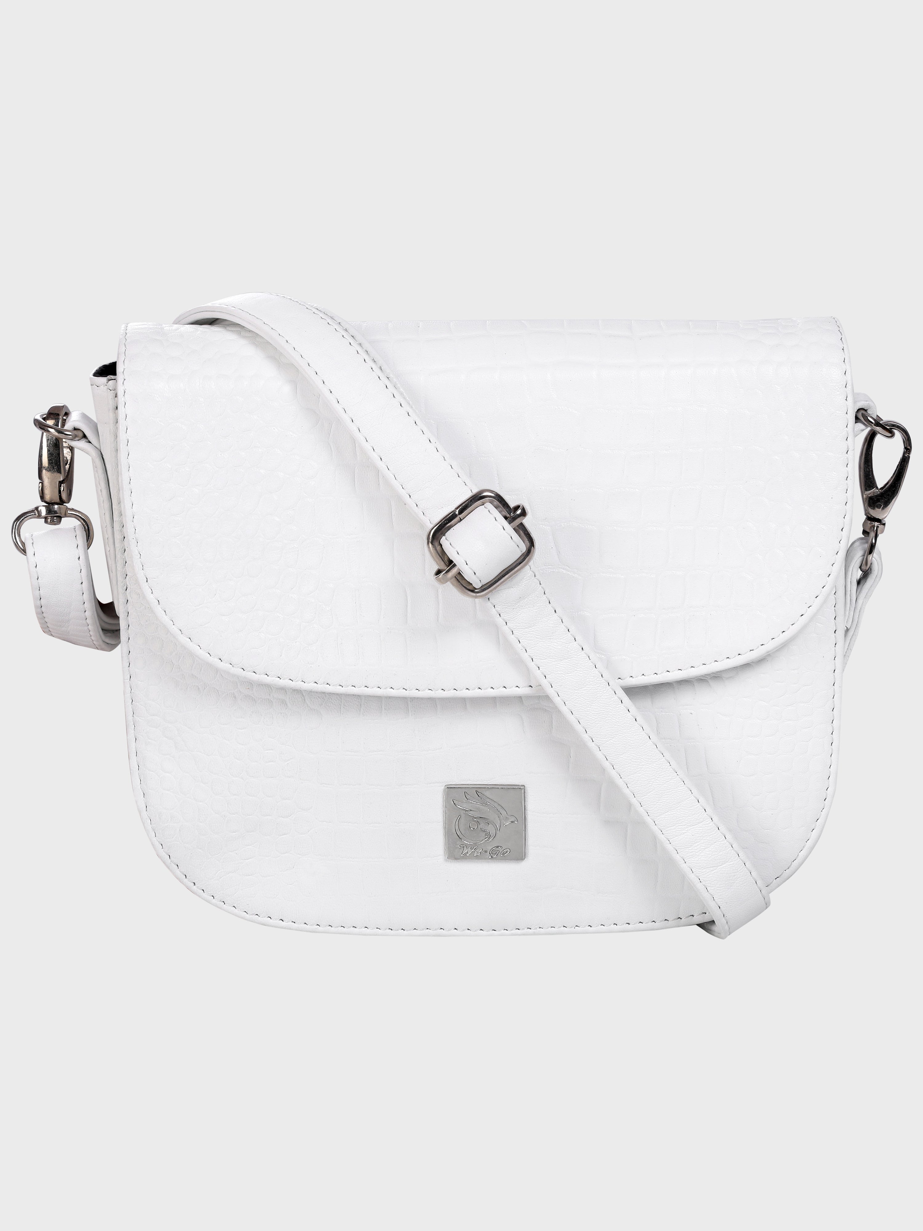 Genuine Leather , Women Trendy Front Magnet Closure , Croco Embossed Leather Bag