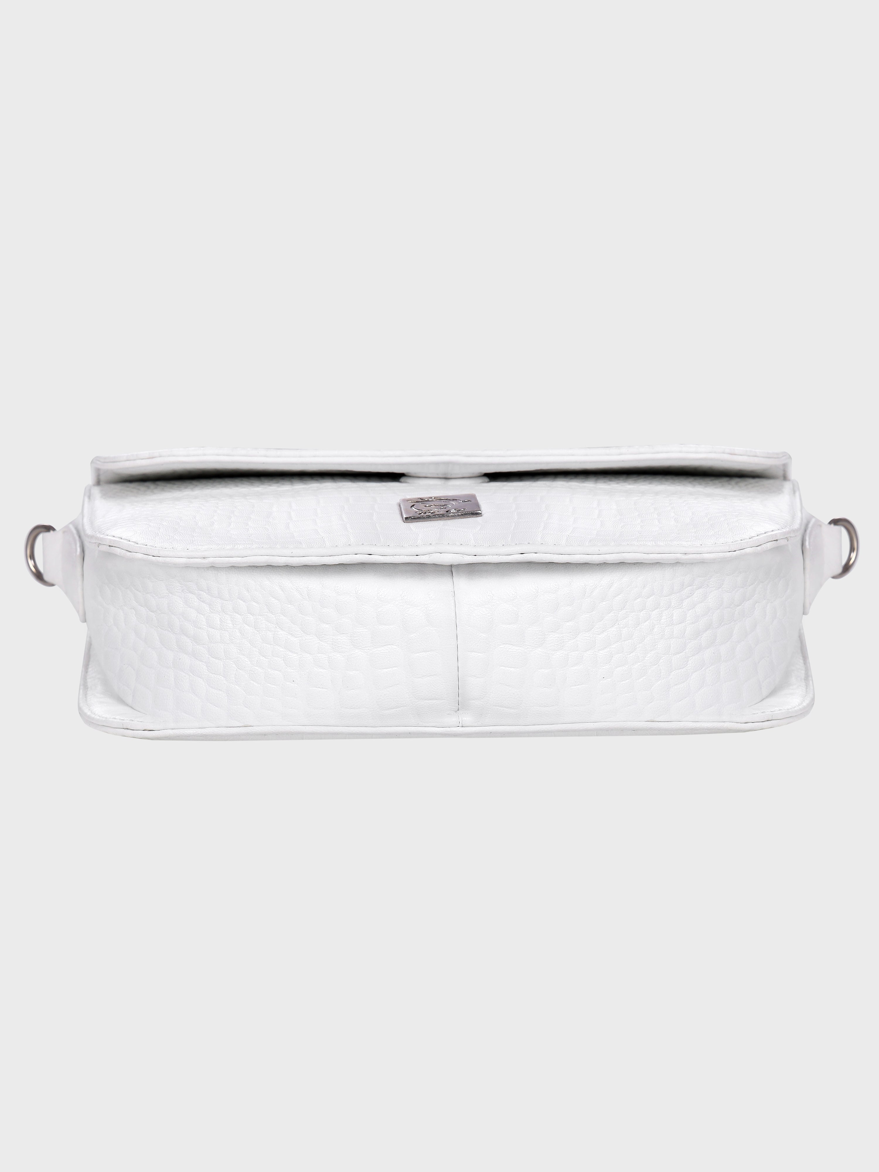 Genuine Leather , Women Trendy Front Magnet Closure , Croco Embossed Leather Bag