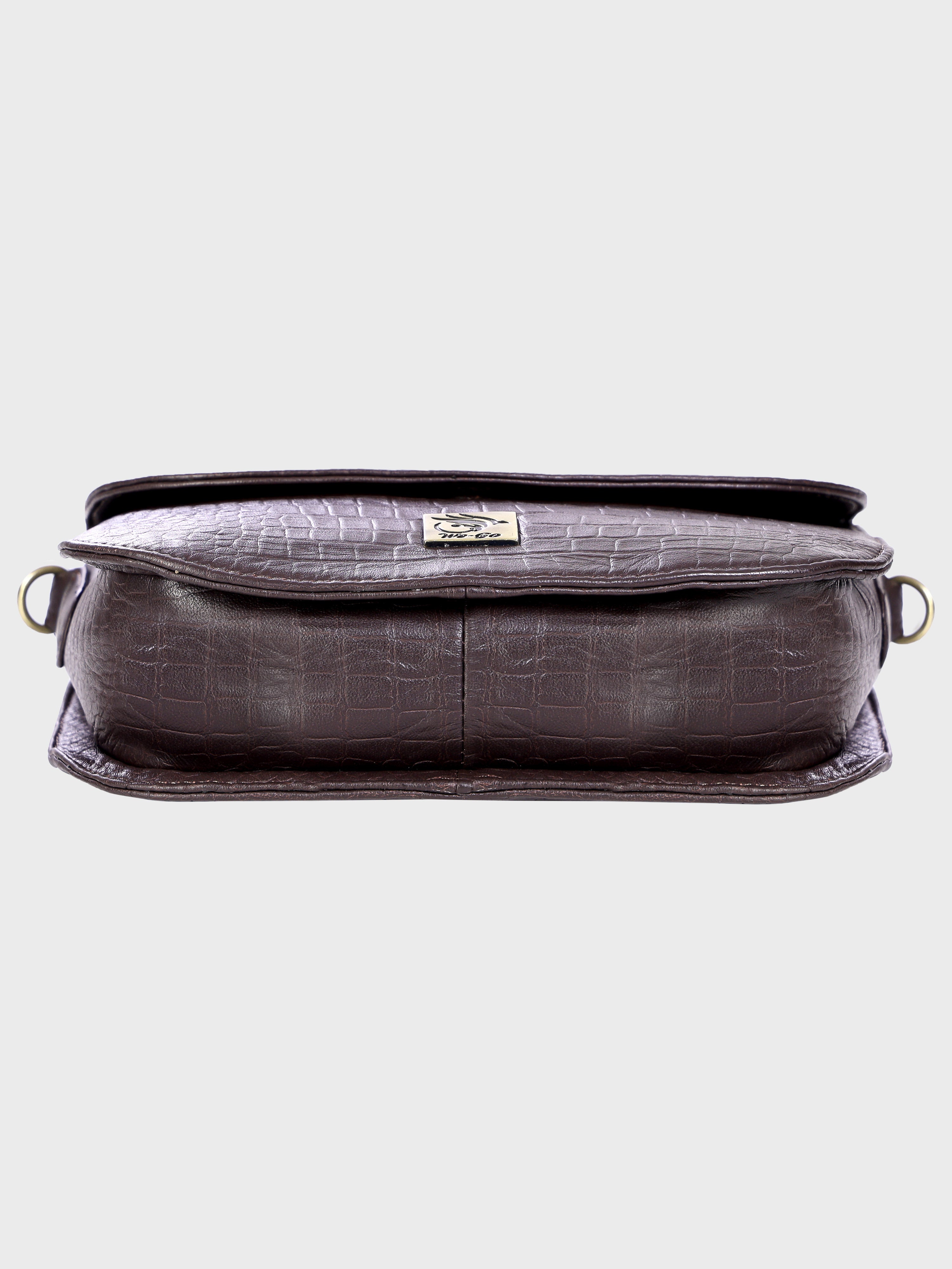 Genuine Leather , Women Trendy Front Magnet Closure , Croco Embossed Leather Bag