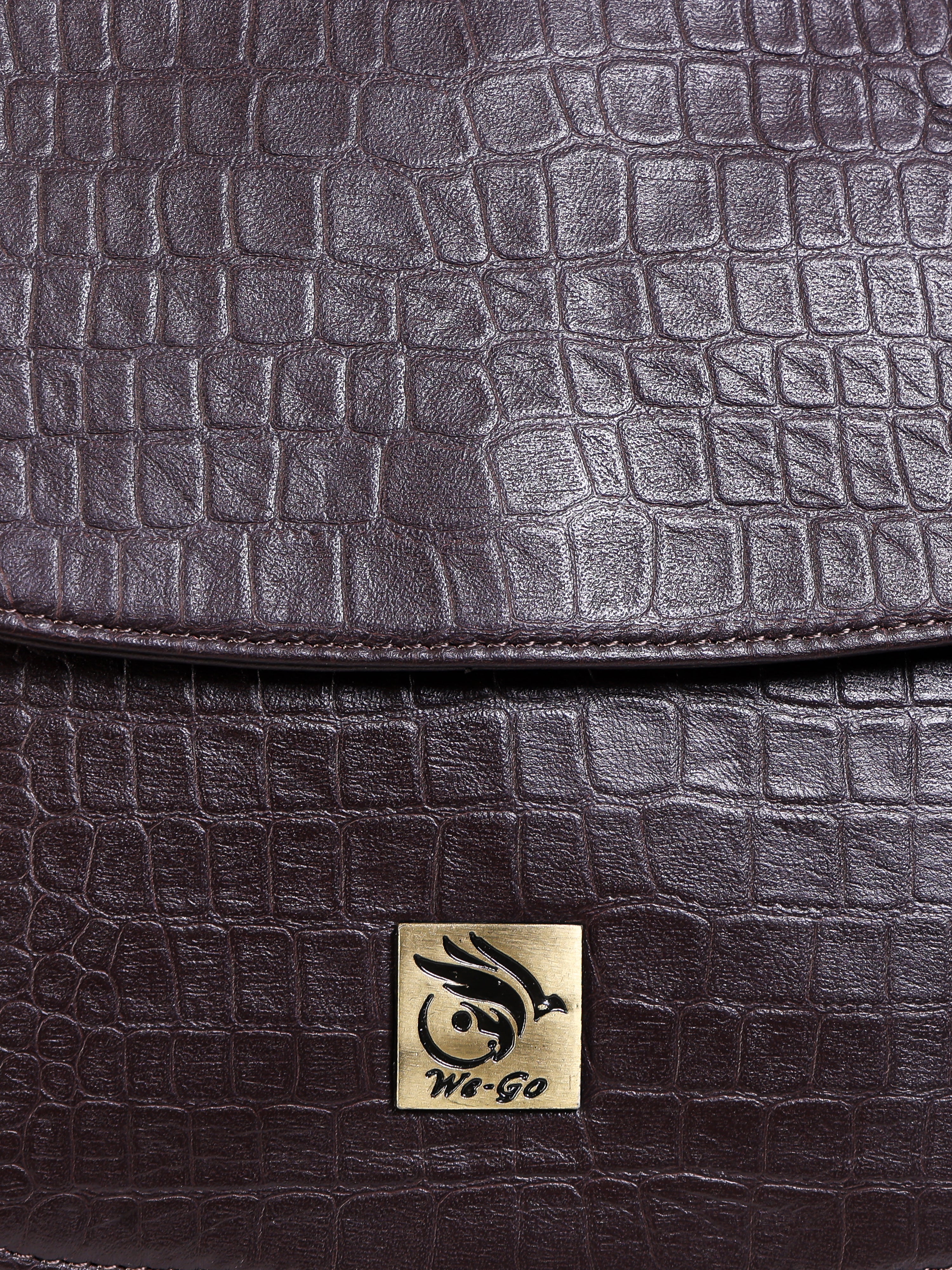 Genuine Leather , Women Trendy Front Magnet Closure , Croco Embossed Leather Bag