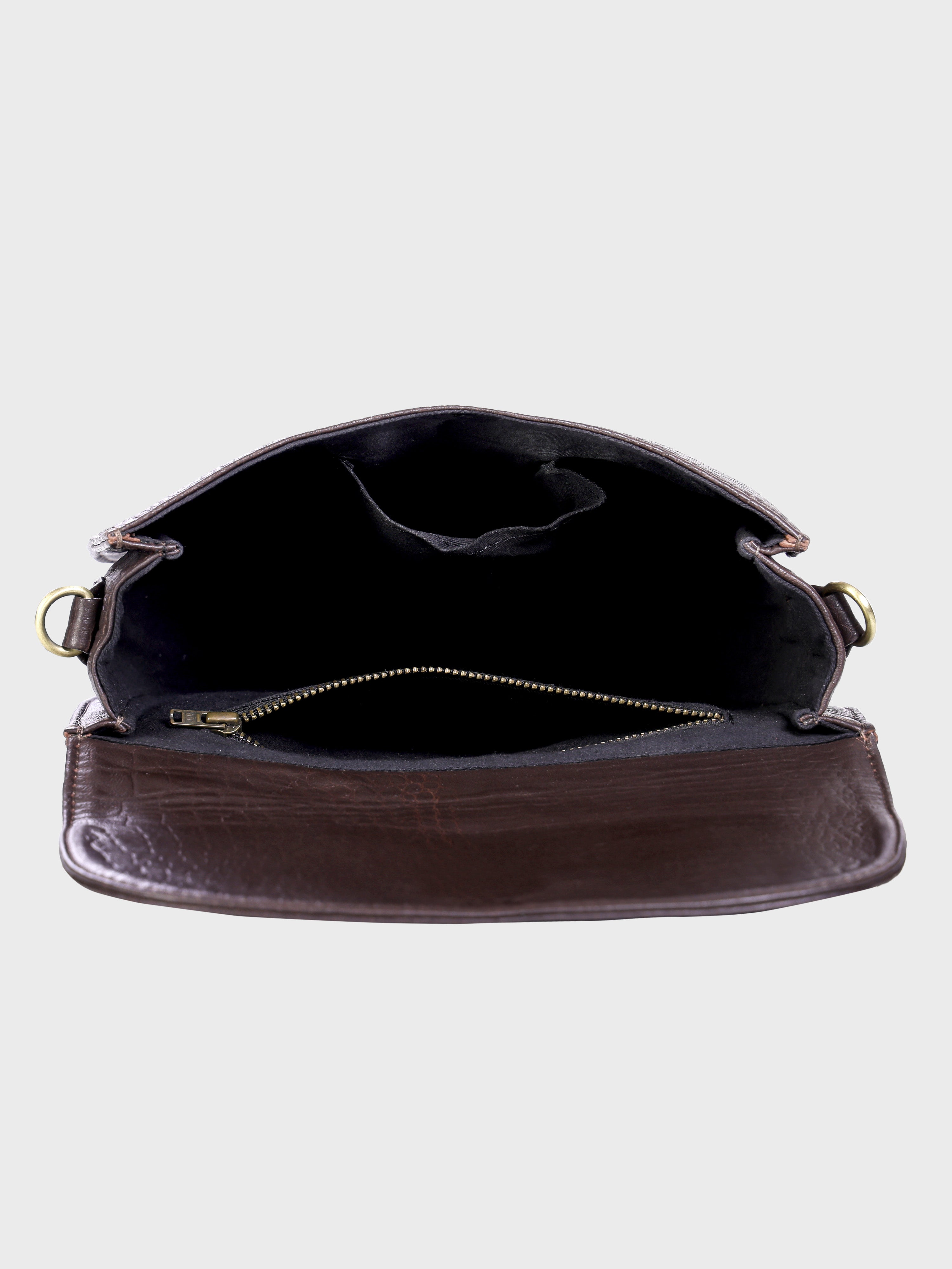 Genuine Leather , Women Trendy Front Magnet Closure , Croco Embossed Leather Bag