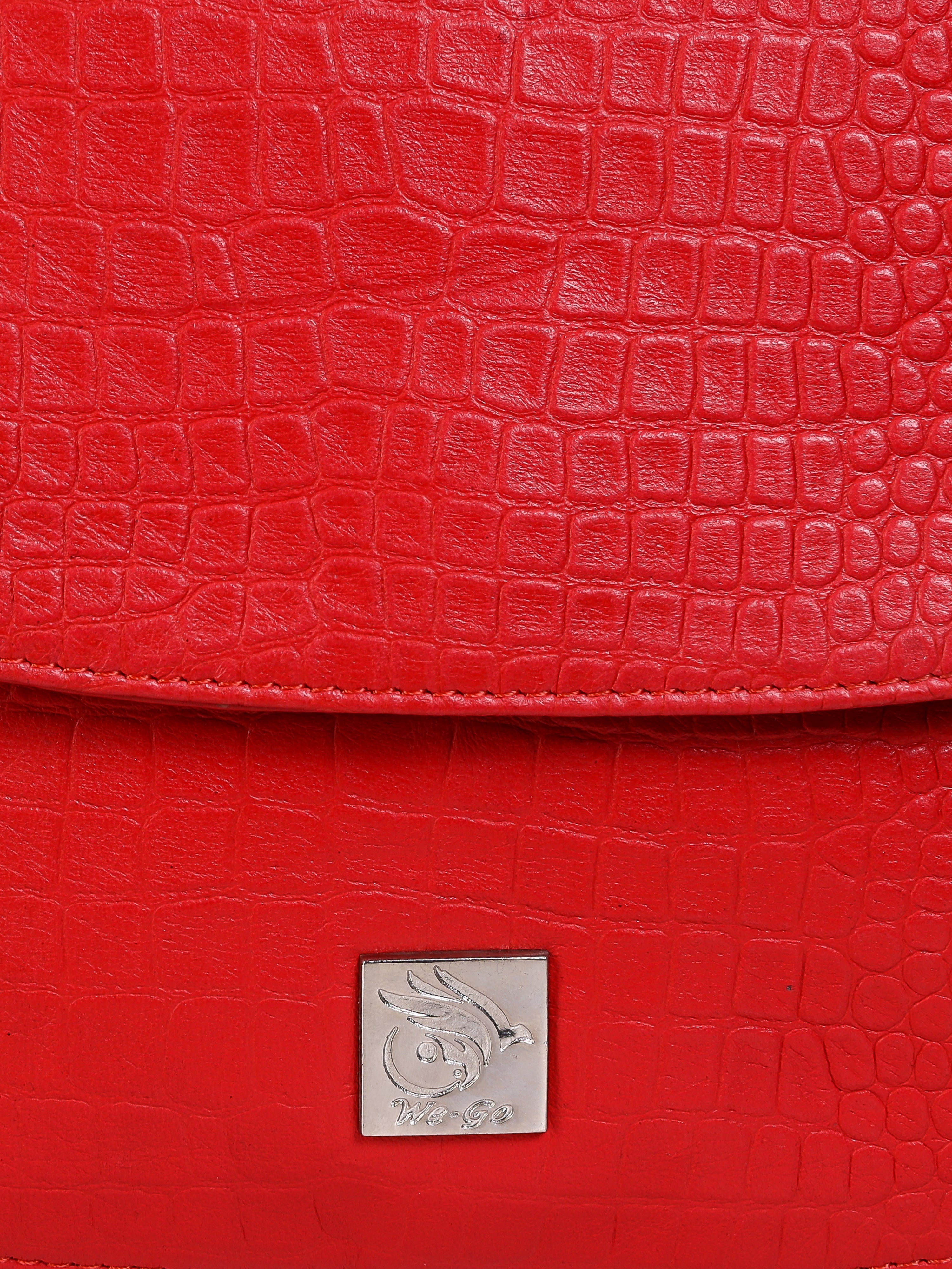 Genuine Leather , Women Trendy Front Magnet Closure , Croco Embossed Leather Bag