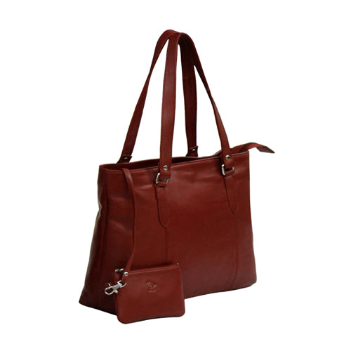 Genuine Leather Womens Tote Bag With Wallet Pouch