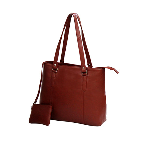 Genuine Leather Womens Tote Bag With Wallet Pouch
