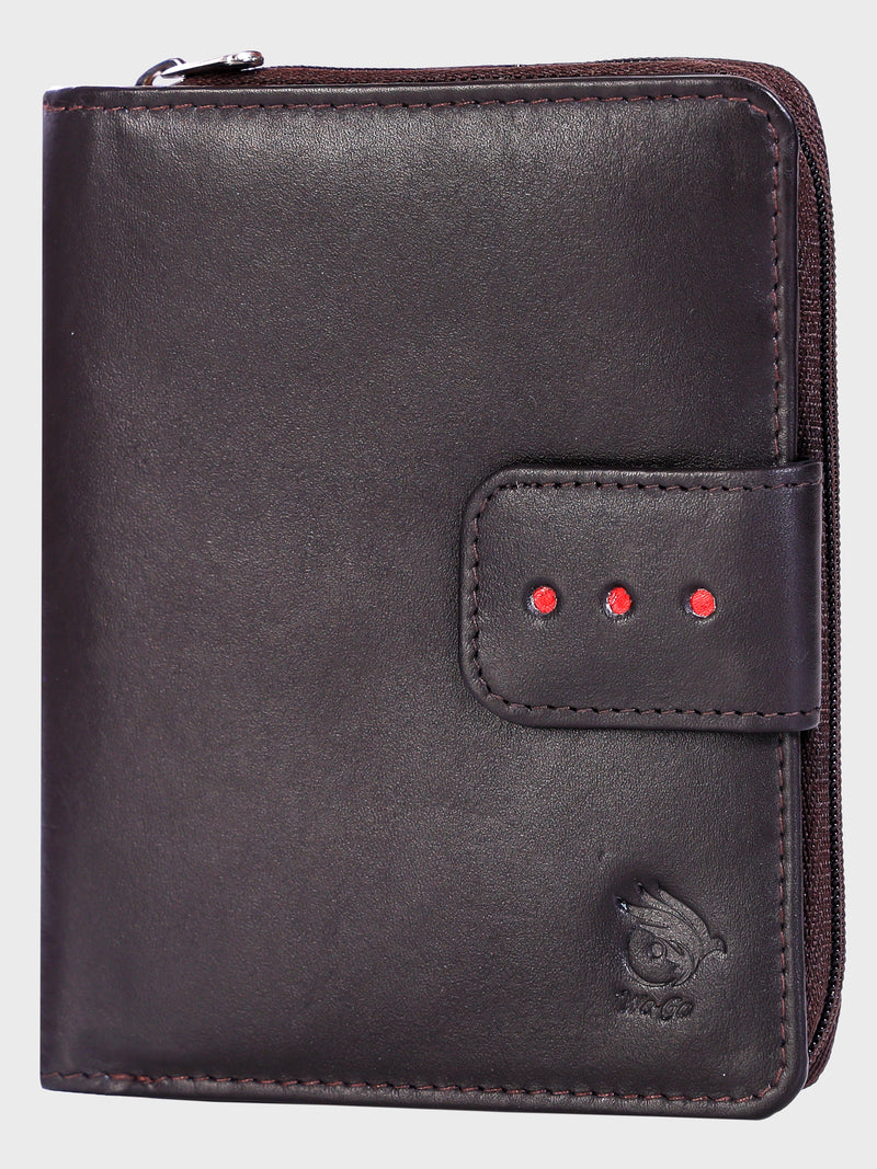 Genuine Leather Women Wallet With Ziparound Pouch