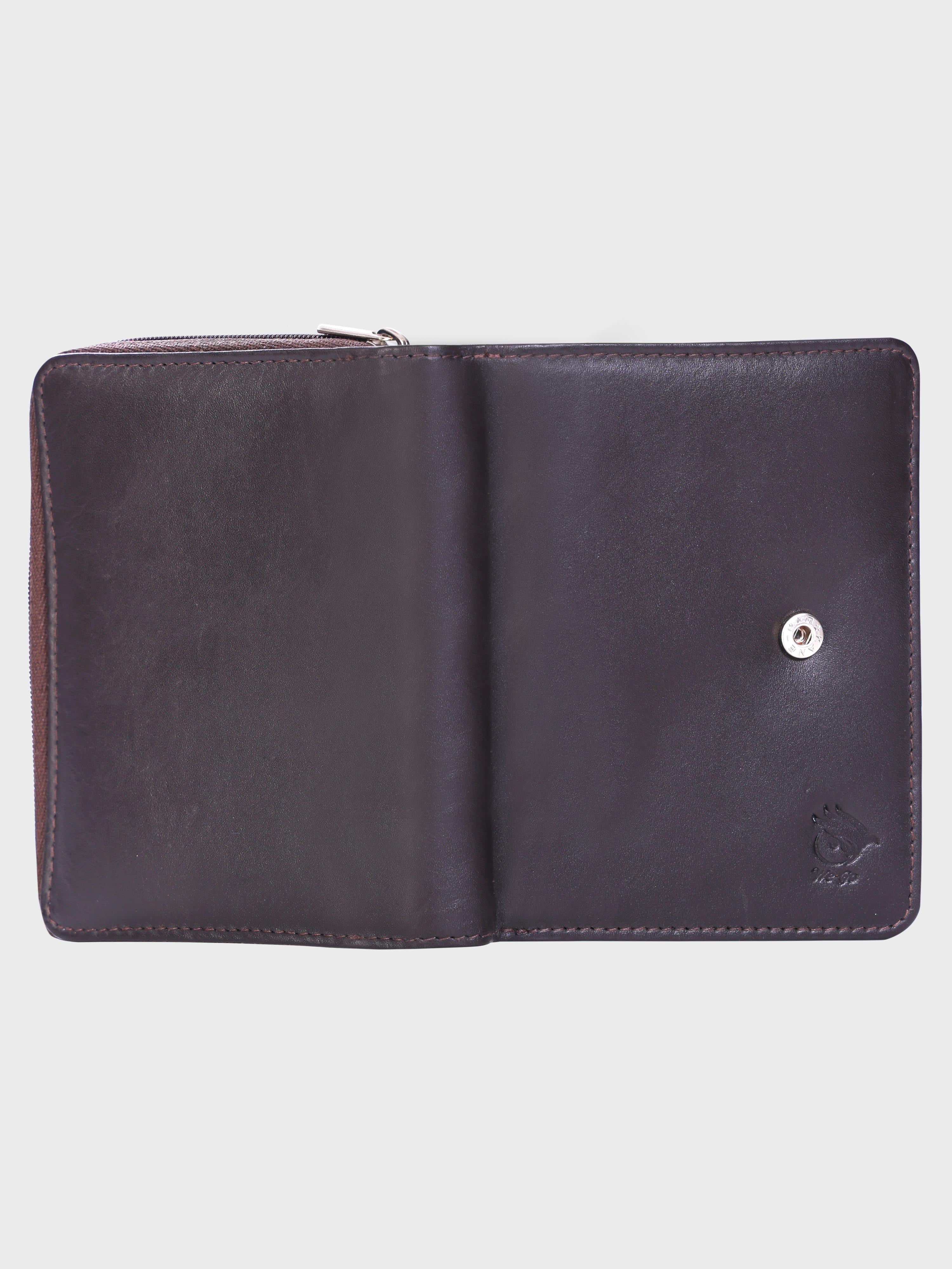 Genuine Leather Women Wallet With Ziparound Pouch