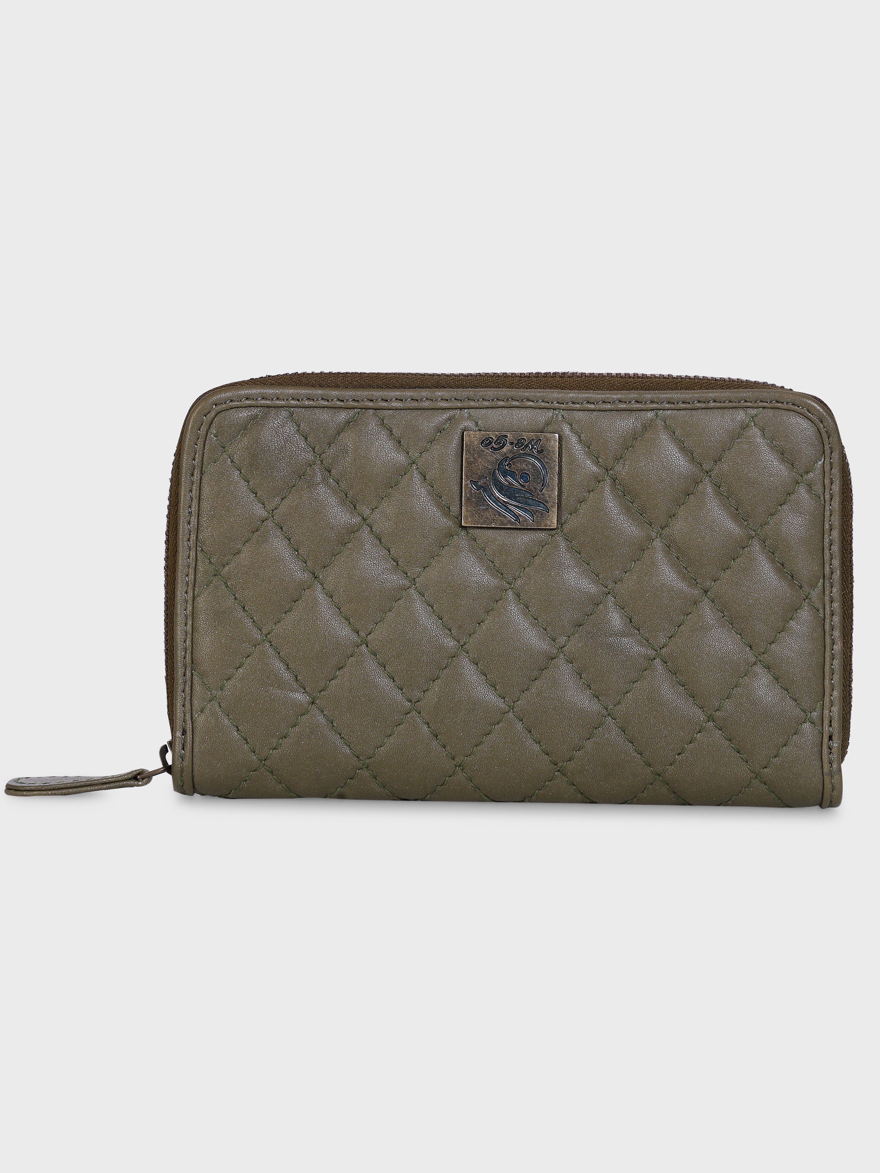Genuine Leather , Diamond Quilted Leather Women Wallet