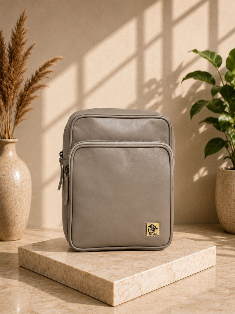Unisex Genuine Leather ,Soft Luxurious Veg Tanned Two Toned - Travel Shoulder Strap Bag