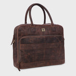 Genuine Leather Office Bag - Oil Pullup Leather Portfolio , With Adjustable Shoulder Strap , Can Accommodate 15 " Laptop