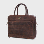 Genuine Leather Office Bag - Oil Pullup Leather Portfolio , With Adjustable Shoulder Strap , Can Accommodate 15 " Laptop