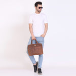 Genuine Leather Office Bag - Oil Pullup Leather , With Adjustable Shoulder Strap , With 13 " Laptop Compartment