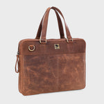 Genuine Leather Office Bag - Oil Pullup Leather , With Adjustable Shoulder Strap , With 13 " Laptop Compartment