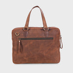 Genuine Leather Office Bag - Oil Pullup Leather , With Adjustable Shoulder Strap , With 13 " Laptop Compartment