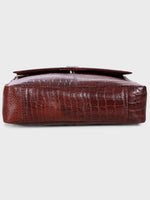 Unisex Genuine Leather - Messenger Bag , Croco Embossed Two Tone Effect Leather