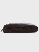 Genuine Leather Office Bag - Crocodile Embossed Print Leather Portfolio , With Adjustable Shoulder Strap , Can Accommodate 15 " Laptop