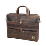 Genuine Leather Office Bag  - Oil Pullup Leather  , With Adjustable Shoulder Strap , With 14 " Laptop Compartment