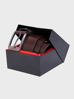 Genuine Leather Men's 40mm Belt with Hand-Stitched Weave Detail