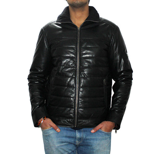 Genuine Leather Quilted Luxurious Men's Jacket Color Black