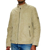Genuine Suede Leather Classic Jacket Color Sand