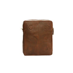 Genuine Leather Messenger Bag For Bikers With Mobile Display Pocket For GPS Navigation With Compartment For Power Bank Charger And Magnetic Back To Hold On The Bikes Petrol Tank
