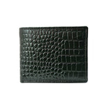 We-Go Genuine Leather Wallet for Men – Croco Print Bifold Slim Wallet - Olive Green